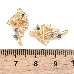 Brass Micro Pave Blue Cubic Zirconia Pendants&nbsp;CU-CBA804C-23G