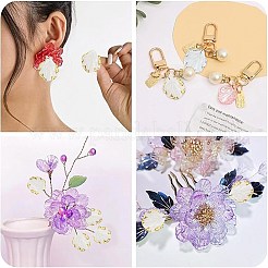 200色のフロストプラスチック製の花びらペンダント2個  金/銀の金属で覆われた  ミックスカラー  17x15x4mm  穴：1.6mm  100個/カラー&nbsp;KY-FS0001-49