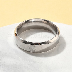女性用ステンレス指輪201個  ムーン  ステンレス鋼色  6mm  内径：18mm&nbsp;RJEW-Z092-01P-02