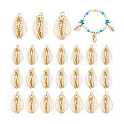 24Pcs 3 Styles Electroplate Natural Cowrie Shell/Freshwater Shell Pendants&nbsp;BSHE-PH0001-63