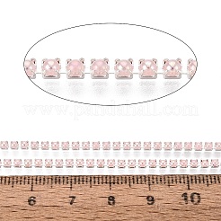 鉄とABS樹脂製の模造パールテニスチェーン  正方形  虹メッキ  スプールで  銀  ミスティローズ  2x2x2mm  約10ヤード/ロール&nbsp;CH-Q006-01A-10