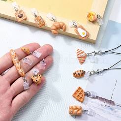 プラスチック製携帯用防塵プラグと携帯用ストラップ16個  樹脂と合金のカニカン付き  混合図形  プラチナ  ミックスカラー  31~60mm&nbsp;HJEW-SW00298