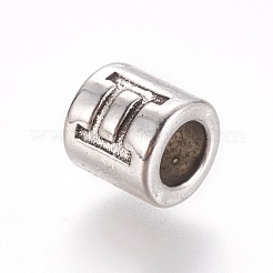 合金ヨーロピアンビーズ  大穴ビーズ  十二星座  コラム  12星座  7.5x7mm  穴：4.5mm  60個/袋&nbsp;PALLOY-WH0065-20AS