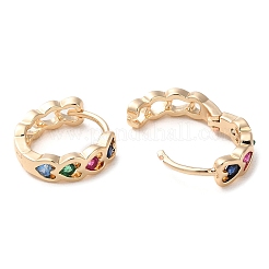 Rack Plating Brass Micro Pave Colorful Cubic Zirconia Hoop Earrings for Women&nbsp;EJEW-P238-06KCG