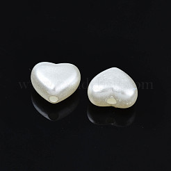 ABSプラスチックパール調ビーズ  ハート  貝殻色  8x9x5mm  穴：1.5mm  約2590個/500g&nbsp;KY-S170-02