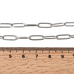 4MM 201 Stainless Steel Textured Paperclip Chain Necklaces&nbsp;NJEW-K302-02P