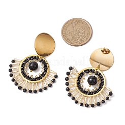 Boho Natural Black Onyx Ear Studs&nbsp;EJEW-MZ00239