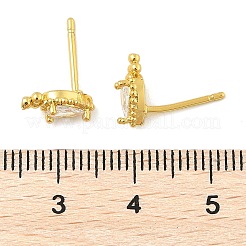 真鍮マイクロペーブクリアキュービックジルコニアスタッドピアス  鉛フリー＆カドミウムフリー  長持ちメッキ  ラックめっき  18KGP本金メッキ  オーバル  10x5mm&nbsp;EJEW-R016-26G-17