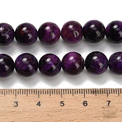 天然石タイガーアイビーズ連売り  グレードB  ラウンド  染め＆加熱  パープル  10.5mm  穴：0.7mm  約38個/連  15.16インチ（38.5cm）&nbsp;G-F591-18-10mm-01