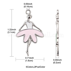 10Pcs 5 Colors Alloy Enamel Pendants&nbsp;ENAM-YW0002-90