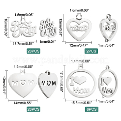 48Pcs 4 Style 304 Stainless Steel Charms&nbsp;STAS-UN0032-26