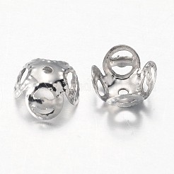 鉄細工ビーズキャップ  プラチナカラー  花  プラチナ  8mm  穴：1.2mm&nbsp;E116-1