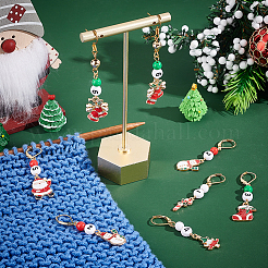 Christmas Theme Alloy Enamel with Rhinestone Pendant Stitch Markers&nbsp;HJEW-AB00351