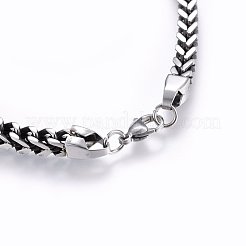 304ステンレススチール製ウィートチェーンネックレス  カニカン付き  多面カット  アンティークシルバー  24.02インチ（61cm）  6mm&nbsp;NJEW-H493-13AS