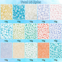 150g15スタイル3/0ガラスシードビーズ  丸い穴  つや消しカラー＆透明＆セイロン  ラウンド  ミックスカラー  3~4.5x2~3mm  穴：0.8~1.5mm  10g /スタイル&nbsp;SEED-PH0001-94