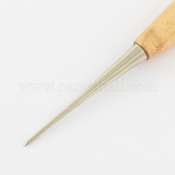 ステンレススチール製ビーズ目打ち  木製ハンドル付き  バリーウッド  120x16mm  ピン：0.55~9.2mm&nbsp;TOOL-R073-01