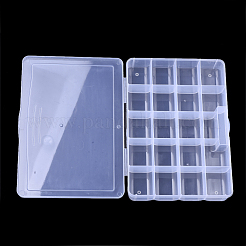 プラスチックビーズ収納ケース  20のコンパートメント  長方形  透明  27x19x4.5cm  コンパートメント：52x45mm&nbsp;CON-Q031-04B