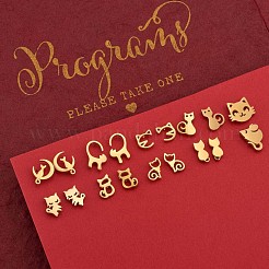 9 Pairs 9 Style 316 Surgical Stainless Steel Cute Kitten Stud Earrings for Women&nbsp;JE933A