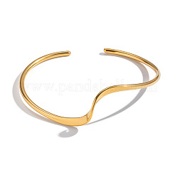 Minimalist Wave Shape 304 Stainless Steel Open Cuff Bracelets for Women&nbsp;LS-XJ3196