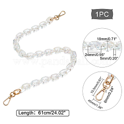 アクリルバッグハンドル  合金回転式ナスカン付き  バッグストラップ用交換アクセサリー用  透明  66cm&nbsp;FIND-WH0068-61