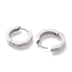 変色しにくい304ステンレススチール製フープピアス  八角形  ステンレス鋼色  16x18x3mm  ピン：1mm  12のペア/カード&nbsp;EJEW-O099-11P