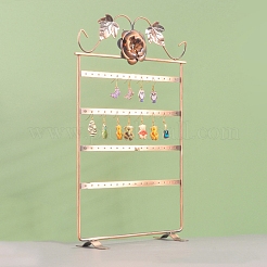 花柄の長方形の鉄製イヤリング収納ラック  ジュエリー収納スタンド  赤銅鉱  22x8.5x38cm&nbsp;PW-WG2AE78-01