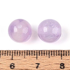不透明な紫外線反応性ビーズ  色が変わるビーズ  ラウンド  グリッターパウダー付き  プラム  10mm  穴：1.6mm&nbsp;RESI-N049-10mm-04-01