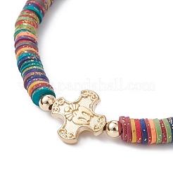 Polymer Clay Disc Heishi Surfer Stretch Bracelets&nbsp;BJEW-JB09835