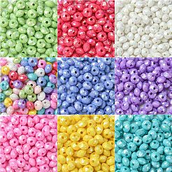 不透明なアクリルビーズ  ABカラーメッキ  多面カット  フラットラウンド  ライトスチールブルー  6mm  穴：1.5mm  100個/カラー&nbsp;MACR-YW0003-55B