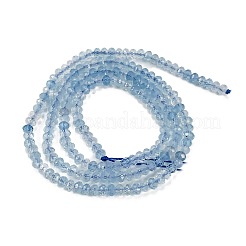 天然石アクアマリンビーズ連売り  グレードA  多面カット  ロンデル  3x2~2.5mm  穴：0.6mm  約165個/連  15.35インチ（39cm）&nbsp;X-G-L587-B02-01