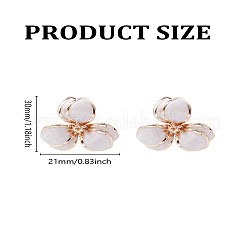 合金エナメルスタッドピアス1組  花  ライトゴールド  パパイヤホイップ  30x32mm&nbsp;EJEW-LP0007-091A