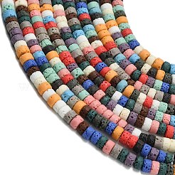 合成溶岩岩ビーズ連売り  染め  ディスク  ヒシビーズ  ミックスカラー  4.5~5x2.5~3mm  穴：0.8mm  約136~146個/連  14.76~15''（37.5~38.1センチメートル）&nbsp;G-A317-A01-02