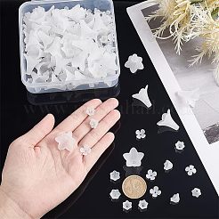 200個 4スタイル スプレー塗装ガラスビーズ & アクリルビーズキャップ  花  透明  7~21.5x11.5~22x4.5~21mm  穴：1.2~1.5mm  50個/スタイル&nbsp;DIY-HY0001-10