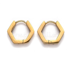 304ステンレススチール六角形フープピアス  ゴールドカラー  12.5x14.5x3mm  ピン：1mm&nbsp;STAS-J033-03A-G