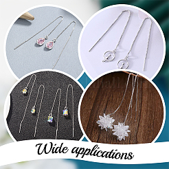 Anti-Tarnish 3 Pairs Rhodium Plated 925 Sterling Silver Stud Earring Findings&nbsp;STER-BBC0006-73B