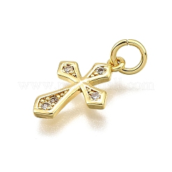 Brass Micro Pave Cubic Zirconia Pendants&nbsp;KK-Z100-41G-01