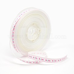 ギフト包装ラッピング用ヘアバンドDIY用花柄グログランリボン  ホワイト  3/8インチ（9mm）  約100ヤード/ロール（91.44メートル/ロール）&nbsp;SRIB-D007-9mm-04