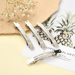 アイアン製ヘアバレッタパーツ  フランスヘアクリップパーツ  プラチナ  78x9x3mm  穴：3mm&nbsp;IFIN-A171-06F