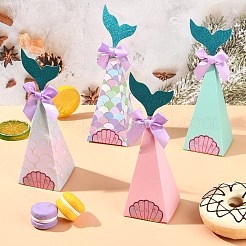 20個 4色 マーメイドテール型キャンディーボックス  ちょう結びに  ギフトラッピングバッグ  プレゼント用キャンディークッキー  コーン  ミックスカラー  18.5x6x6cm  5個/カラー&nbsp;CON-CJ0001-22