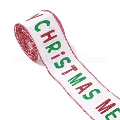 Christmas Theme Polyester Imitation Linen Wrapping Ribbon&nbsp;SRIB-P020-01C