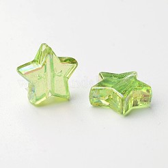 環境に優しい透明アクリルビーズ  スター  ミックスカラー  ABカラー  直径約10mm  厚さ4mm  穴：1.5mm&nbsp;X-PL556M