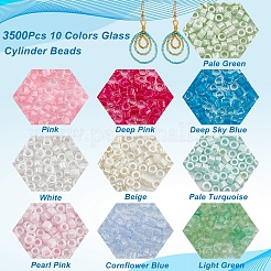 3500Pcs 10 Colors Glass Cylinder Beads&nbsp;SEED-NB0001-78