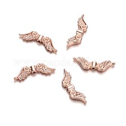 翼合金ビーズ  鉛フリー＆カドミウムフリー  ローズゴールド  7x23x3mm  穴：1mm&nbsp;TIBEB-D037-02RG-RS