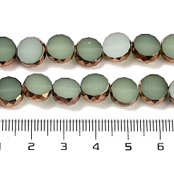 ジェイド風ガラスビーズ連売り  フラットrounnd  多面カット  ダークシーグリーン  9.5~10x3.5~4mm  穴：1.4mm  約40個/連  14.09~14.49''（35.8~36.8センチメートル）&nbsp;GLAA-H032-03-05