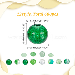 680 個 12 スタイルガラスビーズ  ラウンド＆フラットラウンド  ミックスカラー  6~7mm  穴：1.2~1.6mm&nbsp;CCG-AR0001-07