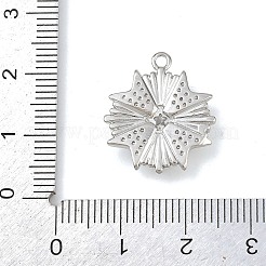 真鍮マイクロパヴェクリアキュービックジルコニアペンダント  星模様の花  カドミウムフリー＆ニッケルフリー＆鉛フリー  プラチナ  20x17.5x4.5mm  穴：1.6mm&nbsp;KK-G545-03P