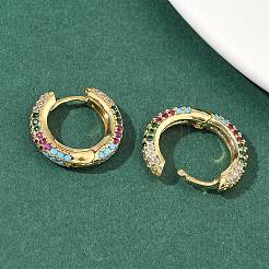 Brass Micro Pave Cubic Zirconia Hoop Earrings&nbsp;EJEW-C181-13G