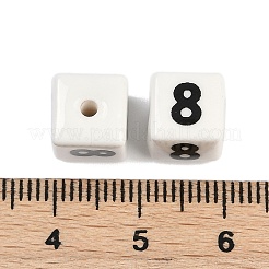 手作りの陶器ビーズ  番号が四角い  数  9x9x9mm  穴：1.8mm&nbsp;X1-PORC-R003-07-08
