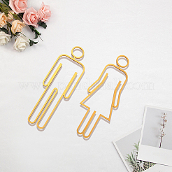 アクリル粘着剤付き男性用・女性用トイレ標識  浴室のドアのサイン  ゴールド  220x71~80x3mm  2個/セット&nbsp;AJEW-WH20054-401B