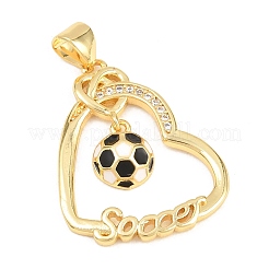 Football Brass Micro Pave Cubic Zirconia Pendants&nbsp;KK-A297-09C-G
